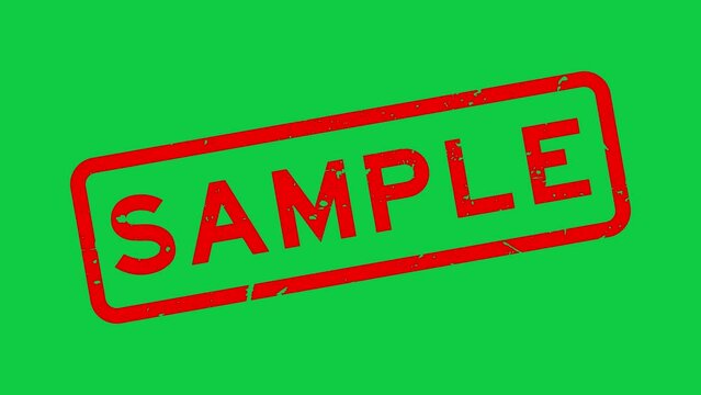 Grunge red sample word square rubber seal stamp zoom on green background