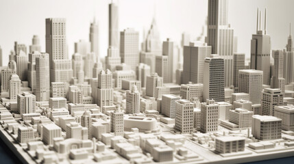 white chicago city with miniature look Generated AI