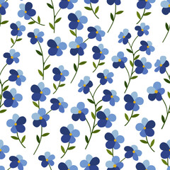 Seamless background forget me not on white .Eps 10 vector.