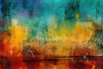 abstract background image using a mix of textural elements, such as brush strokes and splatters, in a complementary color scheme   Generative AI