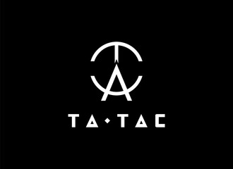 Abstract Initial Letter T A and C Logo. Geometric Line Shapes Letter TAC ATC TA Isolated on Black Background. Suitable For Business and Branding Logos. Flat Design Vector Template Elements
