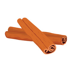 Vector illustration of cinnamon sticks. Aromatic seasoning. Seasoning for dishes. Cooking theme. Detailed flat vector design.