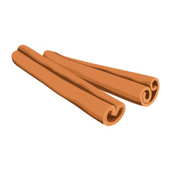 Vector illustration of cinnamon sticks. Aromatic seasoning. Seasoning for dishes. Cooking theme. Detailed flat vector design.