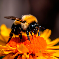 bumblebee on a flower, close-up. High quality illustration