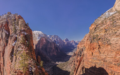 Fototapeta na wymiar Panorama of Zion National Park from Angels Landing Trail During the Day
