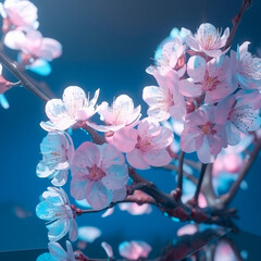 pink peach blossom, closeup photo. High quality illustration