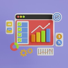 Project task management and effective time planning tools. Project development icon. 3D vector illustration.