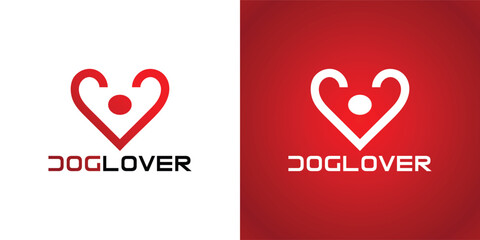 Dog love icon logo design template