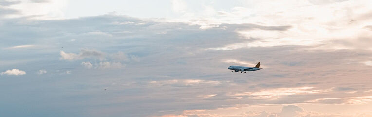 Obraz na płótnie Canvas Airplane tourist in the sky, summer travel, travel industry, vacation