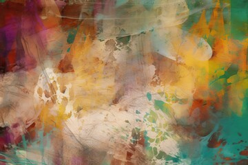 abstract background image using a mix of textural elements, such as brush strokes and splatters, in a complementary color scheme   Generative AI
