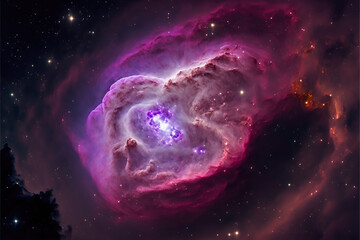 Naklejka na ściany i meble Glowing nebula with stars. Fantasy galaxy generative AI background