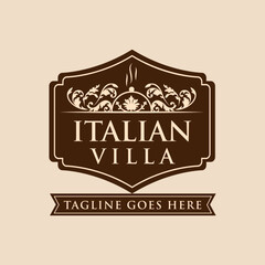 Luxury Floral Villa Logo - Hotel Logo - Restaurant Logo