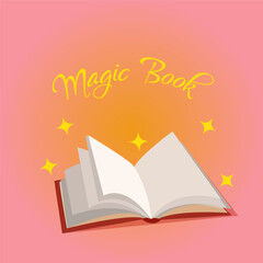 Card for World Books Day. Magic book
