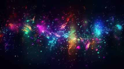 Glistening Neon Fantasy: A Colorful Galaxy of Light & Stars on an Abstract Space Texture: Generative AI