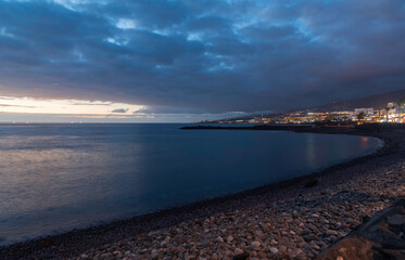 Nightscape view to tenerife south resorts