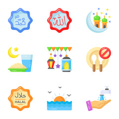 Carefully Crafted Ramadan and Eid al fitr related icons set, Modern style vector