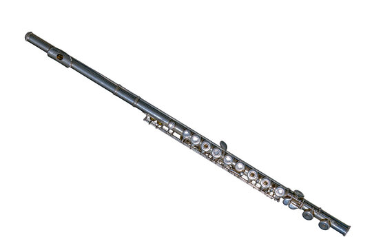 Transverse flute or or side-blown flute on white background