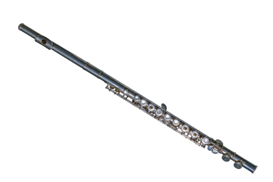 Transverse flute or or side-blown flute on white background