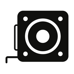 Tape measure icon. Roulette construction symbol. Dimensions and measurements.
