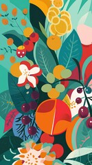 Obraz premium Fleurs, fruits et plantes couleurs abstraites