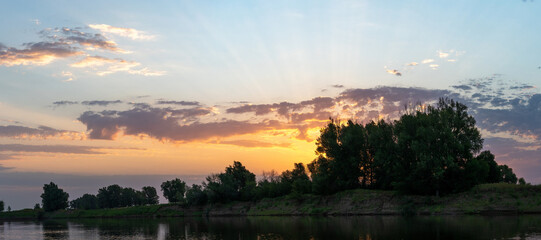 The Great Russian Volga River and its banks.