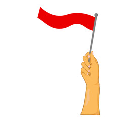 Indonesia Independece Day Hand Flag Illustration