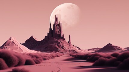 Paysage monochrome de dunes de sable sur une planète semblable à Mars.