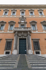 Fototapeta na wymiar Entrance of the Lateran Palace in Rome, Italy, formally the Apostolic Palace of the Lateran is an ancient palace of the Roman Empire and now main papal residence in southeast Rome.