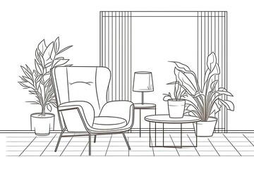 simple living room with seating arrangement. Generative AI