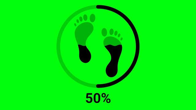 footprints loading percentage circle green screen