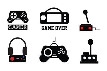 Game icons: vector set of gadget signs.