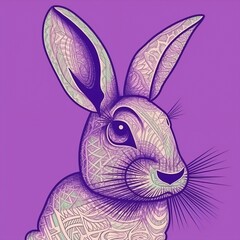 easter bunny rabbit pink purple pattern tattoo tribal created with generative ai
