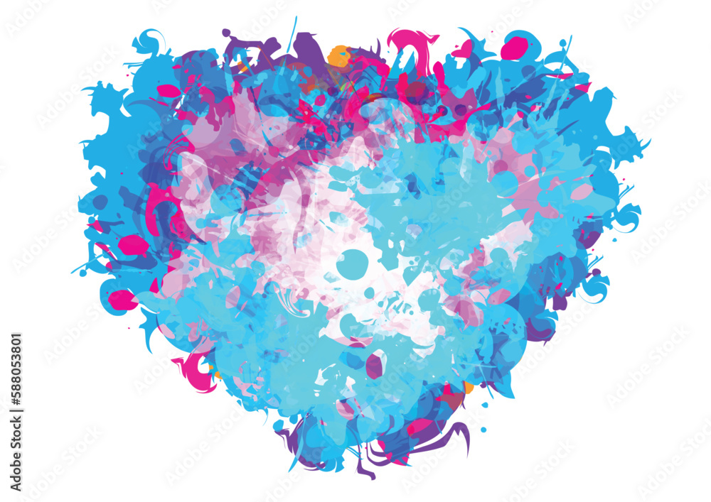 Poster abstract vector splatter color heart design background. splash color. illustration vector design.