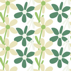 Stylized tropical simple flower seamless pattern. Decorative floral ornament endless background.