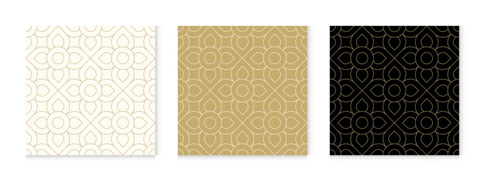 Luxury gold background pattern seamless geometric line floral circle abstract design vector.