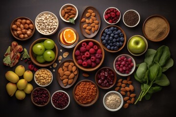 Obraz na płótnie Canvas Knolling of healthy food - AI Generated
