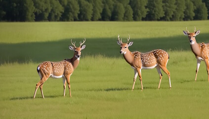 3 deer in the field are looking at you. Generative AI