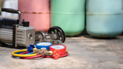 Tools for air conditioning repair and maintenance.