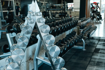 dumbbells in a gym