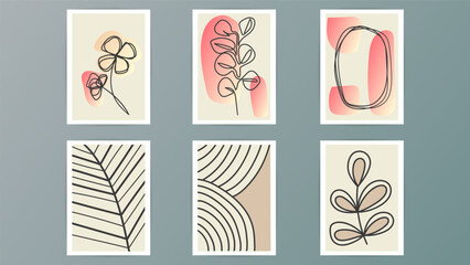 Minimal stylish cover template , Shapes set on white background. Hand draw abstract design elements in pastel colors  , illustration Vector EPS 10