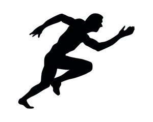 Fototapeta na wymiar Black silhouettes of people in athletic.