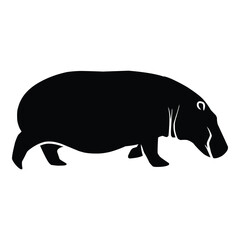 hippopotamus silhouette black vector. wildlife silhouettes