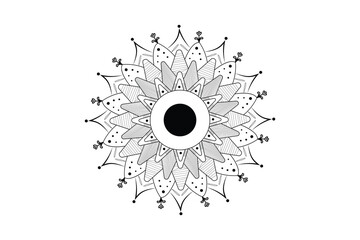 Naklejka na ściany i meble Simple Mandala coloring page. Ornament round mandala. Geometric circle element. kaleidoscope, medallion, yoga, india, arabic. Coloring page for kids and adults. Luxury Mandala background