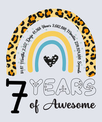 7th Birthday T-Shirt ,7 Years Of Awesome, Typography Design, Milestone Birthday Gift