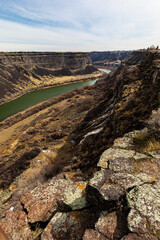 Twin Falls, Idaho, USA, March 17, 2023 Snake River Canyon in winter