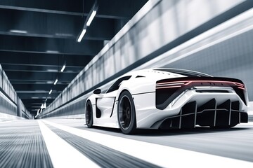 Concept white car on the road, generative ai