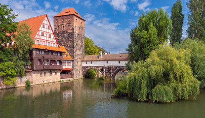 Obraz premium Historical part of the old town of Nuremberg, Franconia, Germany.