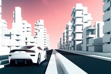 Concept white car on the road, generative ai