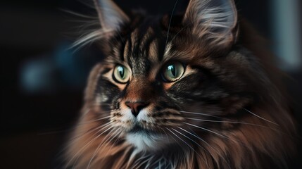 Long haired beautiful and majestic cat, generative AI