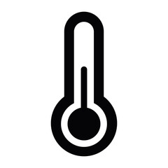 Simple black color thermometer symbol on white background